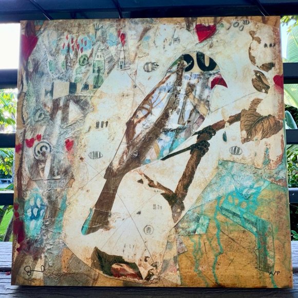 Canvas painting in frame Judy Paul "Lucky in Love" 24 inch x 24 inch - Picture 3 of 6